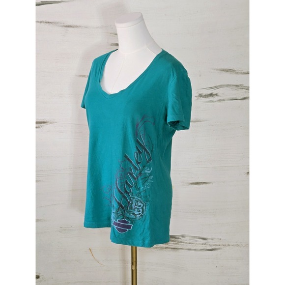 Harley-Davidson Tops - Harley Davidson Top Womens Vintage Tee‎ Logo Short Sleeve Size Large Graphic